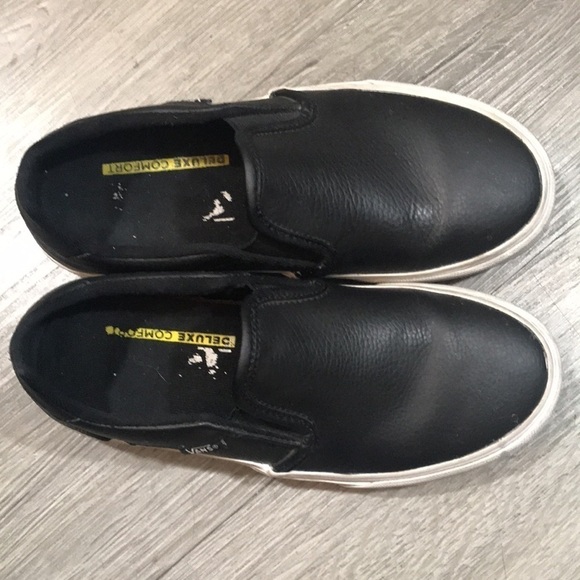 Vans Deluxe Comfort Classic Black Leather Slip-On Sneakers size 6 - Picture 2 of 8